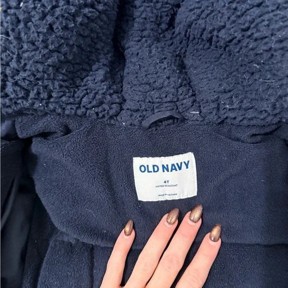 Old Navy Dark Blue Hooded Coat - Picture 2 of 3